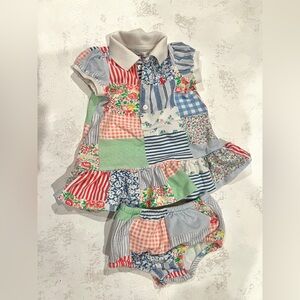 Polo Ralph Lauren Girls Dress patchwork design size 3 month